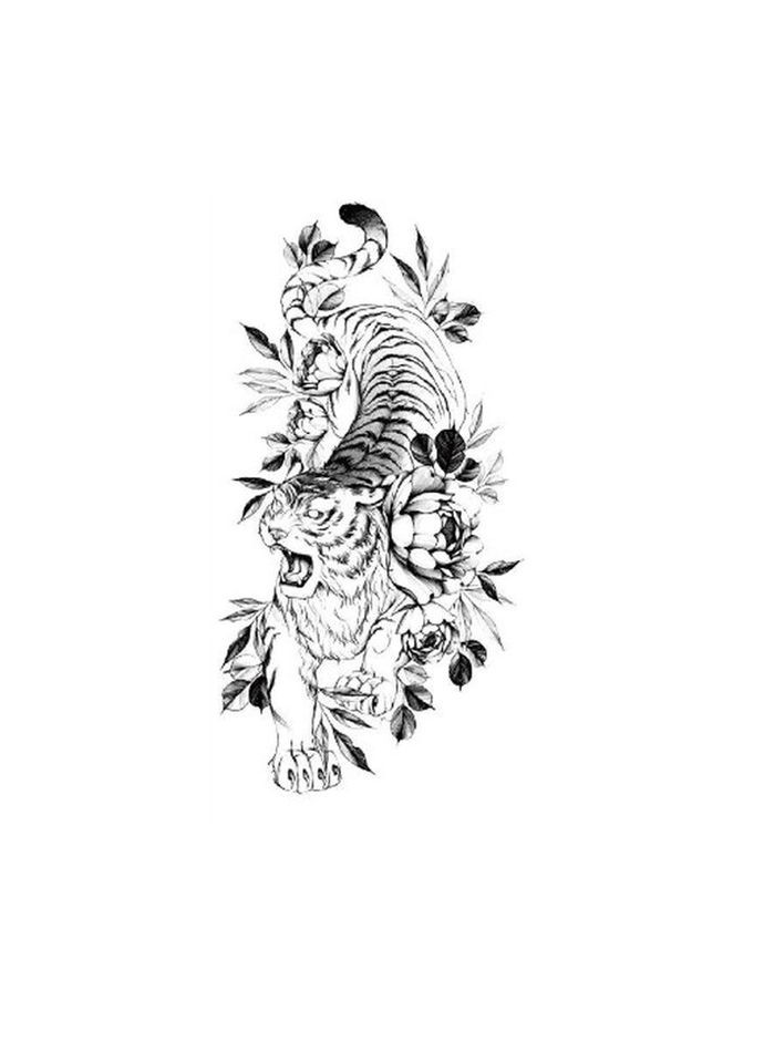 Тимчасовий тату водостійкий 3D великий Тигр HD-30 17.5х8 см No Brand (269368838)