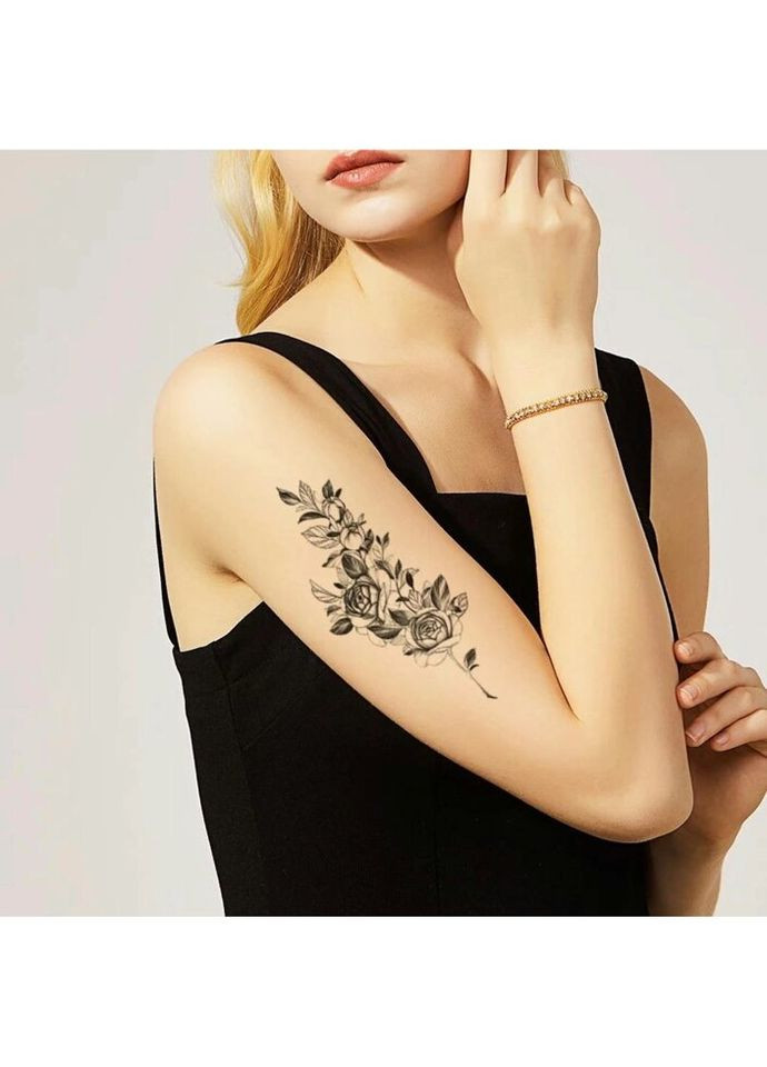 Тимчасове тату водостійке 3D велике Роза на гілці FF-096 17.5х8.5 см No Brand (269368815)