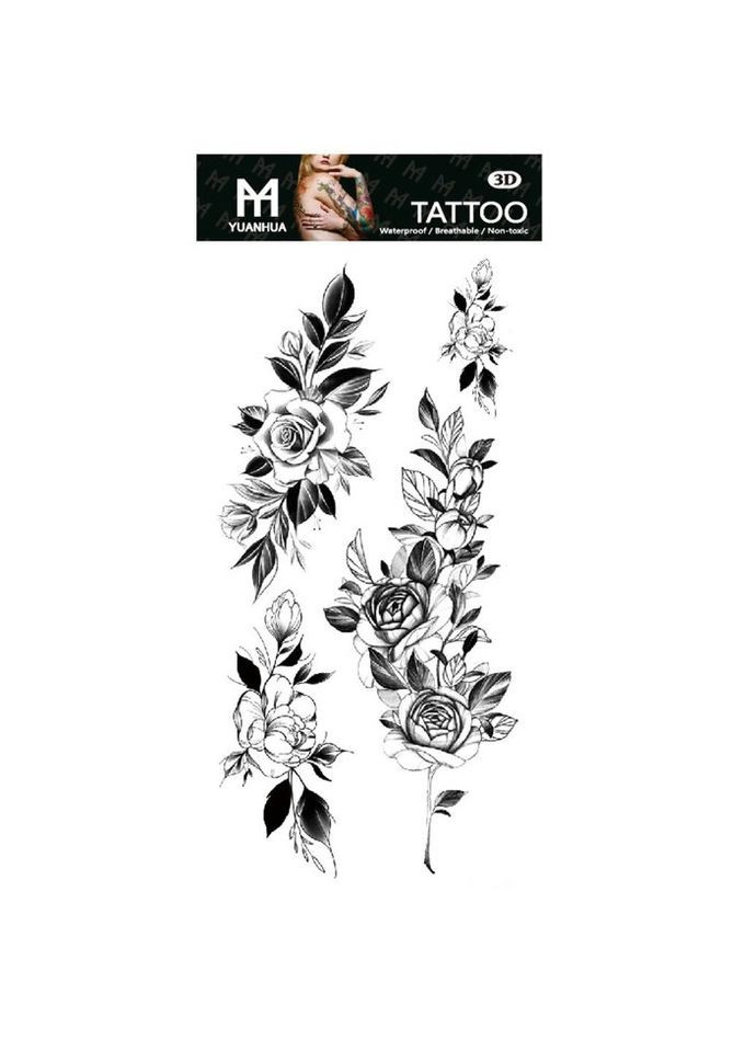Тимчасове тату водостійке 3D велике Роза на гілці FF-096 17.5х8.5 см No Brand (269368815)