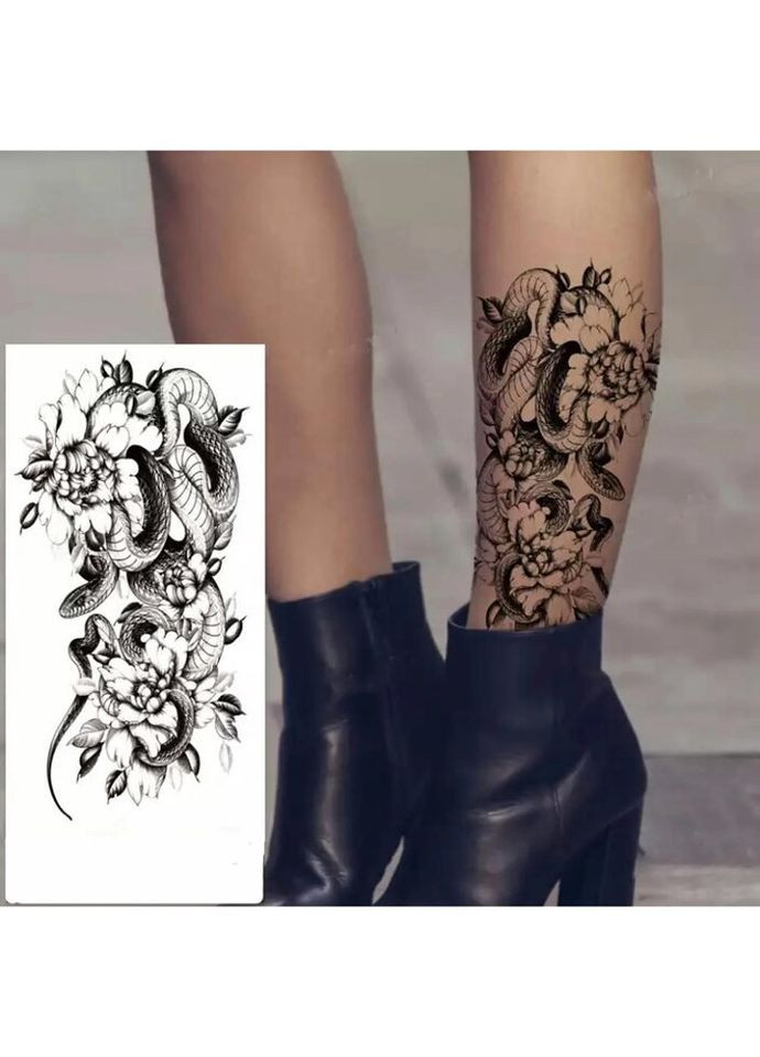 Временное тату водостойкое 3D большое Змеи в цветах FF-106 17.5х9 см No Brand (269368832)