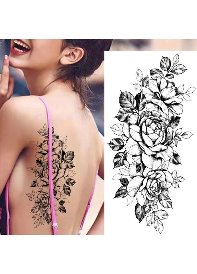 Тимчасове тату водостійке 3D велике Півонія BK-029 18х9 см No Brand (269368869)