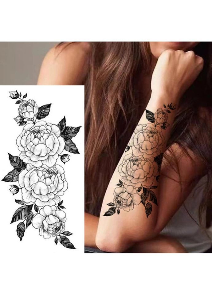 Тимчасове тату водостійке 3D велике Квіти BK-053 18х9 см No Brand (269368782)
