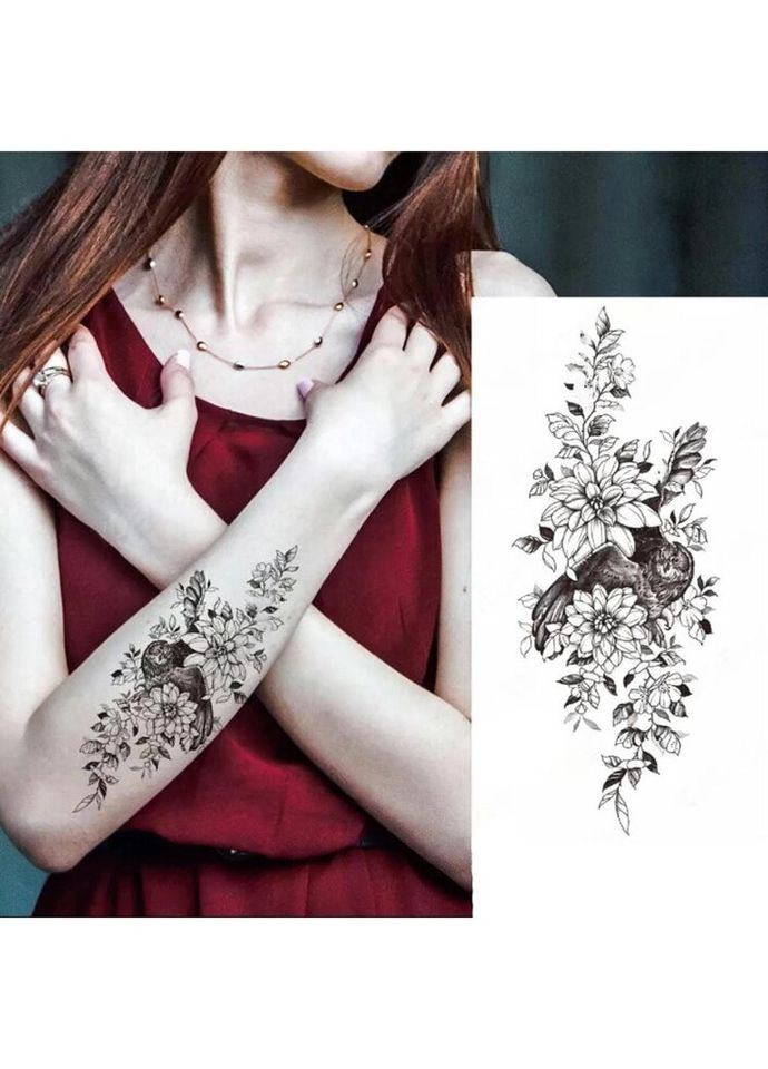 Тимчасове тату водостійке 3D велике Сова XQB-354 19,5х8 см No Brand (269368882)