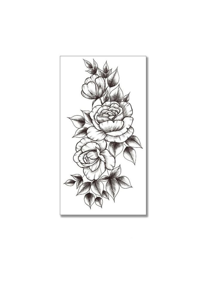 Временное тату водостойкое 3D большое Цветы с листьями XQB-334 19,5х9 см No Brand (269368857)