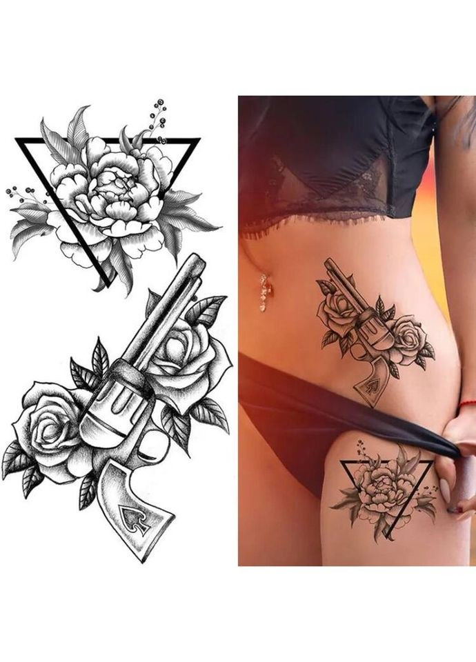 Временное тату водостойкое 3D большое Пистолет BK-070 18х9 см No Brand (269368727)