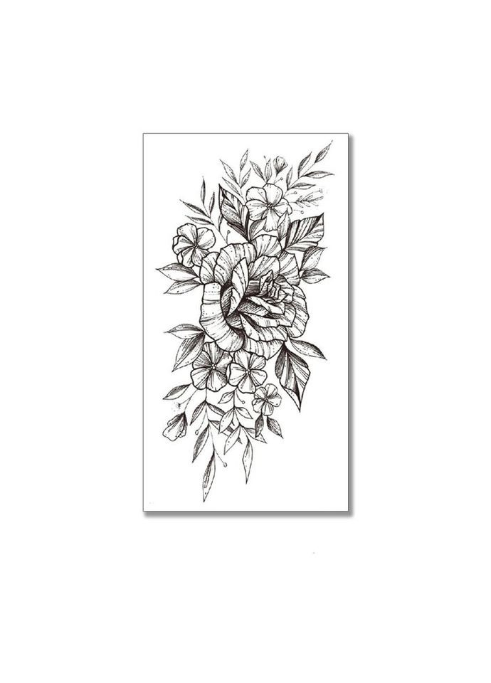 Временное тату водостойкое 3D большое Цветы XQB-345 20х10 см No Brand (269368748)