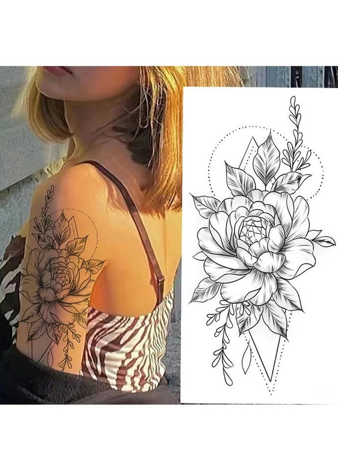 Временное тату водостойкое 3D большое Цветок BK-004 18х9 см No Brand (269368836)