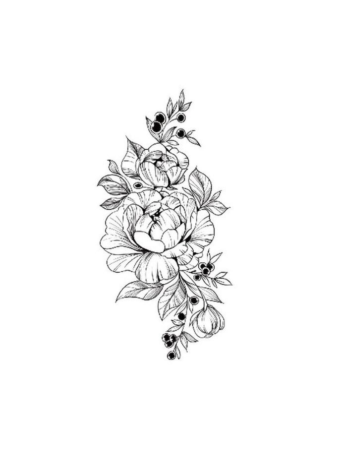 Временное тату водостойкое 3D большое Цветы 8 HD-10 18х8.5 см No Brand (269368769)