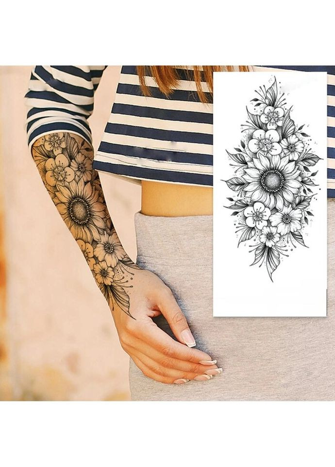 Тимчасове тату водостійке 3D велике Соняшник FF-094 17.5х8.5 см No Brand (269368780)