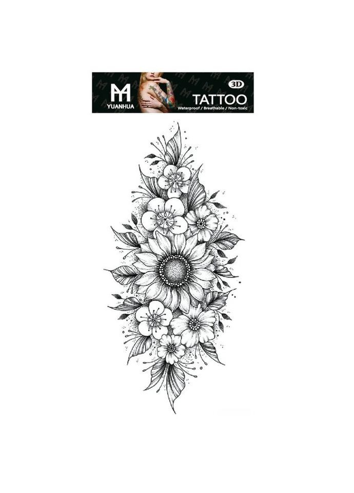 Тимчасове тату водостійке 3D велике Соняшник FF-094 17.5х8.5 см No Brand (269368780)