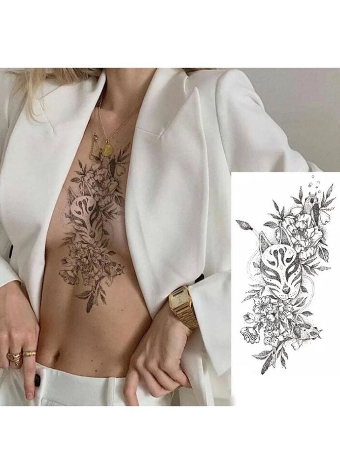 Часове тату водостійке 3D велике Маска XQB-341 19,5х10 см No Brand (269368848)