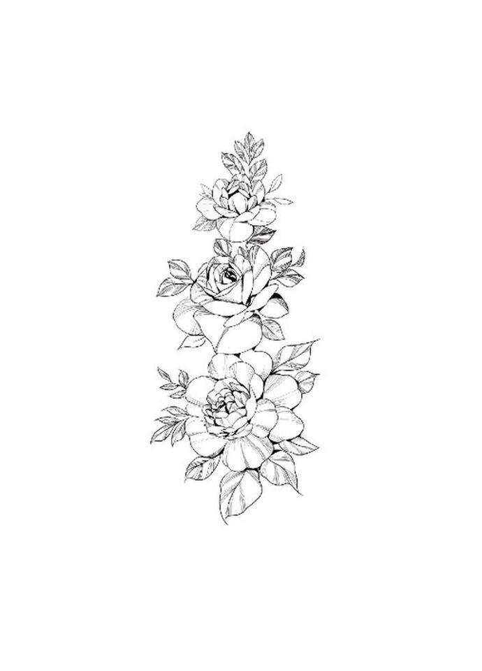 Временное тату водостойкое 3D большое Цветы 10 HD-12 18.5х8 см No Brand (269368797)