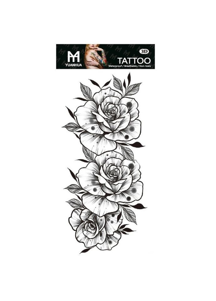Тимчасове тату водостійке 3D велике Три квітки FF-085 17.5х8.5 см No Brand (269368792)