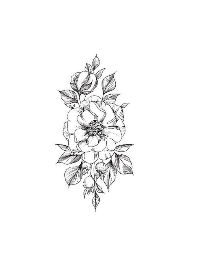 Временное тату водостойкое 3D большое Цветы 6 HD-08 18х8.5 см No Brand (269368726)