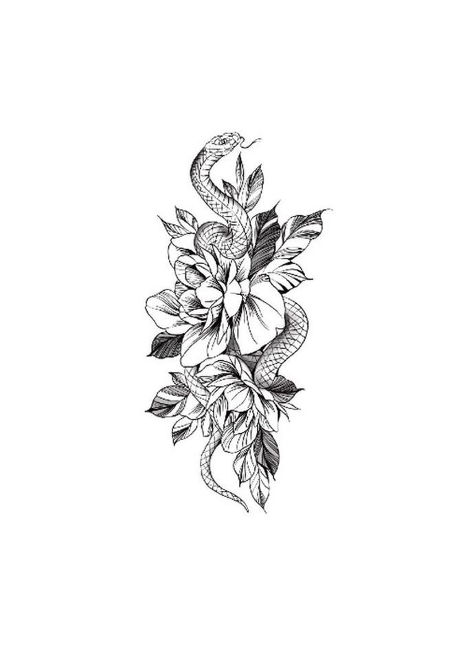 Временное тату водостойкое 3D большое Змея HD-07 18.5х8.5 см No Brand (269368859)