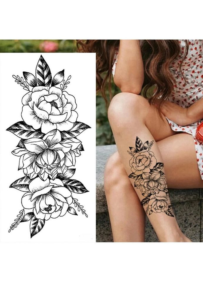 Тимчасове тату водостійке 3D велике Три квітки BK-014 18х8.5 см No Brand (269368804)