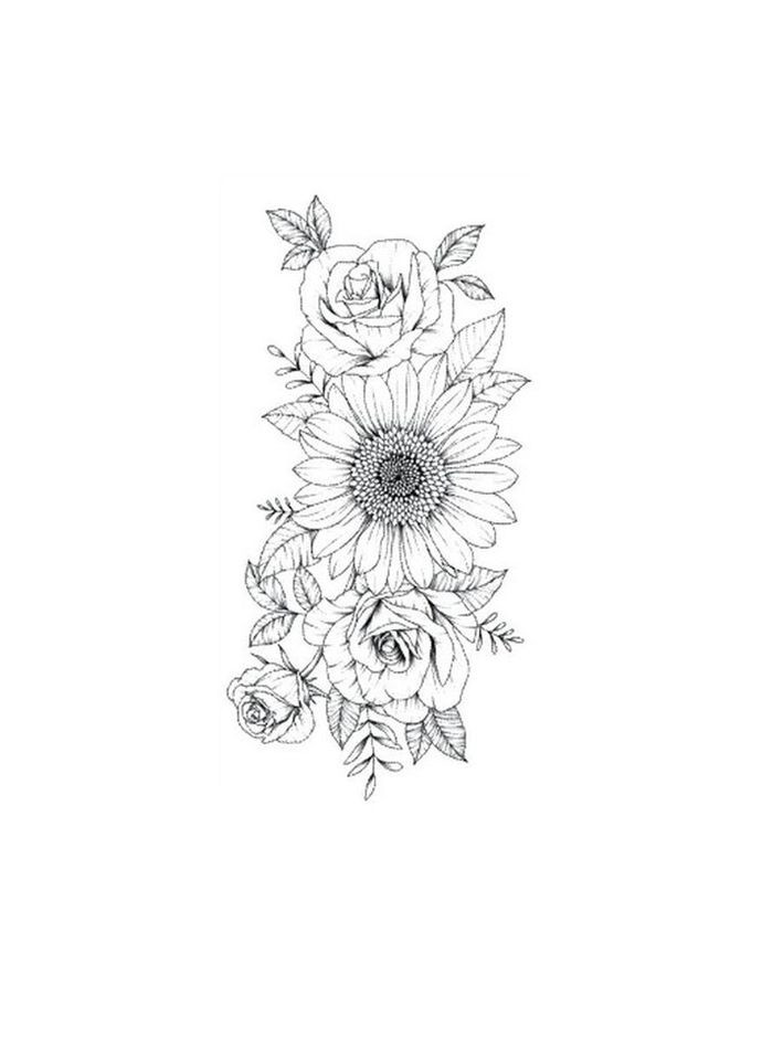 Тимчасове тату водостійке 3D велике Квіти 8 HD-33 18х8 см No Brand (269368822)