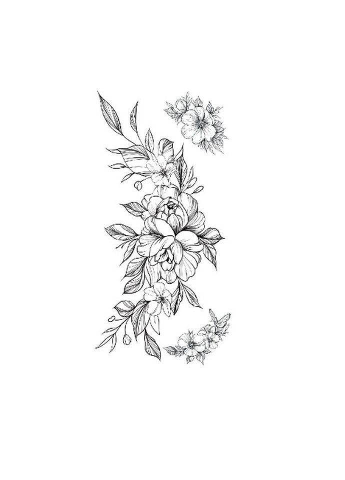 Тимчасове тату водостійке 3D велике Квіти 9 HD-11 18х8 см No Brand (269368799)