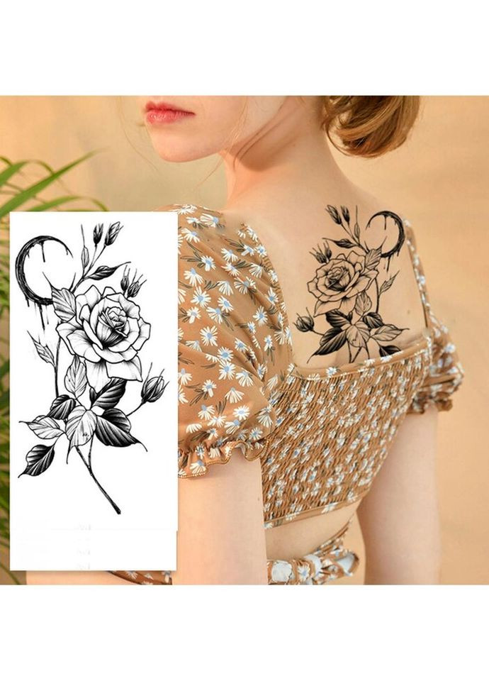 Тимчасове тату водостійке 3D велике Роза FF-090 17х9 см No Brand (269368775)