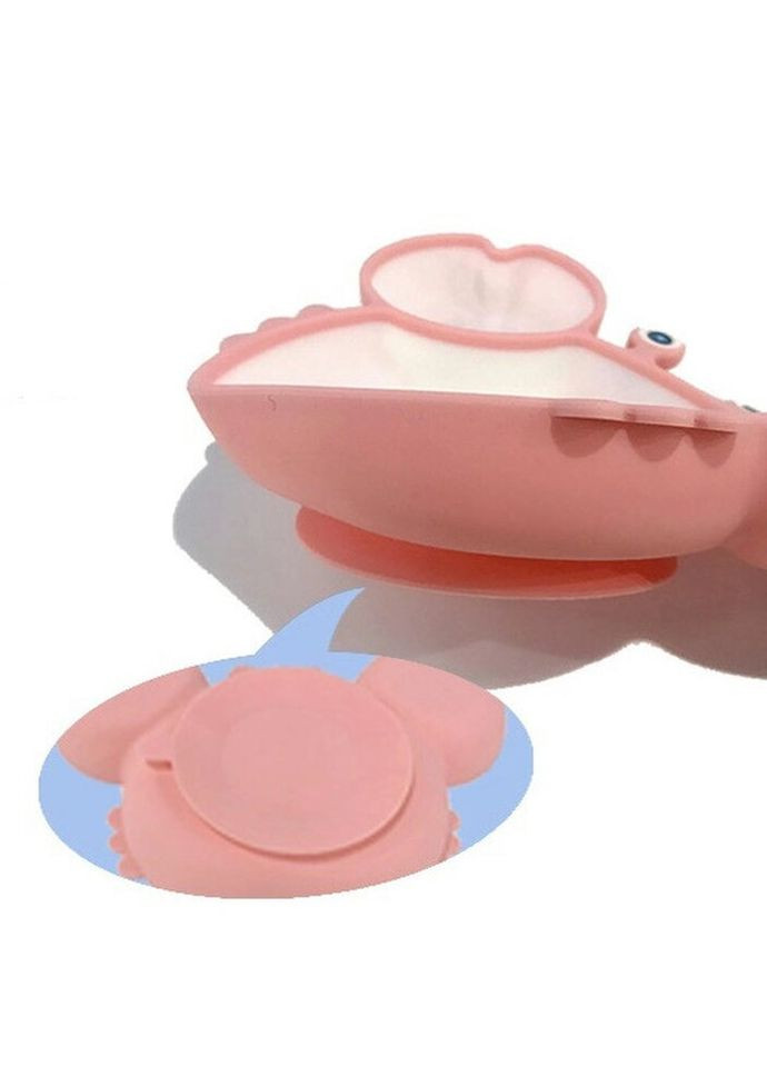 Тарілка дитяча на присосці на 3 секції Краб 6880 15х23 см рожева No Brand (269372318)