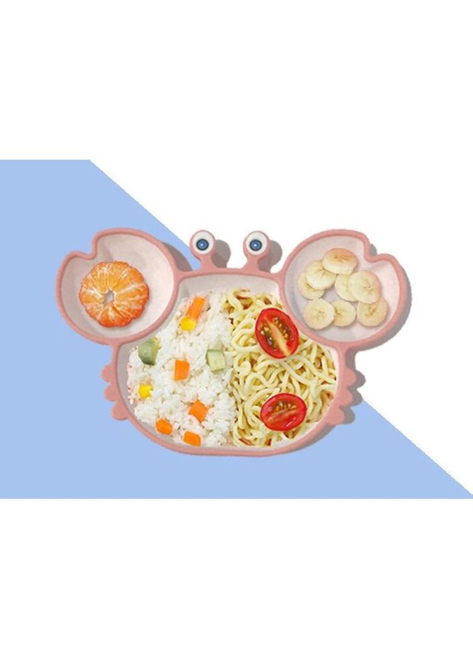 Тарілка дитяча на присосці на 3 секції Краб 6880 15х23 см рожева No Brand (269372318)