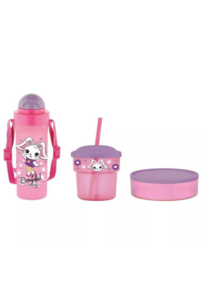 Набір для ланчу дитячий Gustо Kai GT-G-712008-pink 3 предмети рожевий Gusto (269372370)