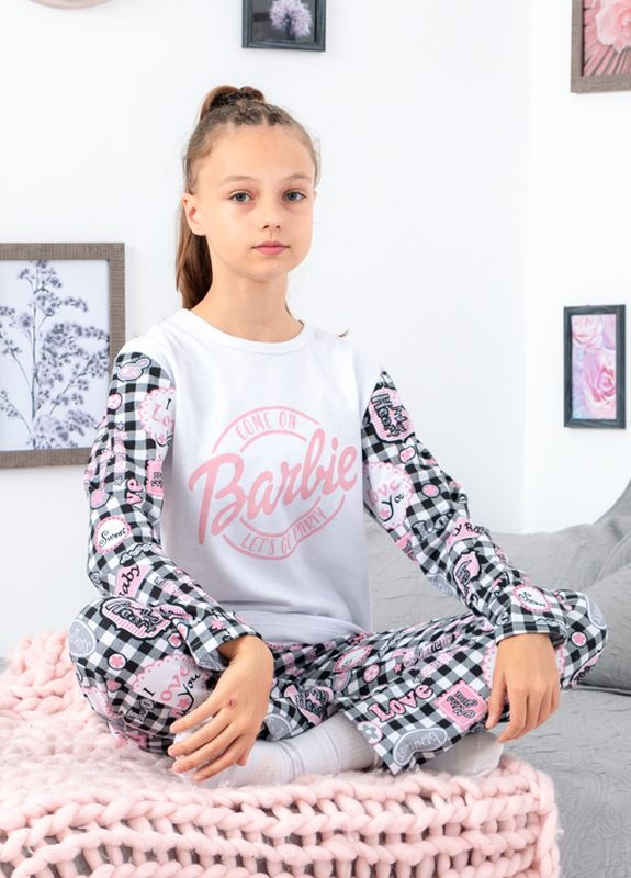 Розовая зимняя пижама для девочки (подростковая) лонгслив + брюки Носи своє