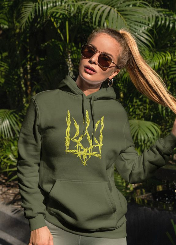 Толстовка трёхнитка женская с гербом хаки XS Mishe 220000004 (269459541)