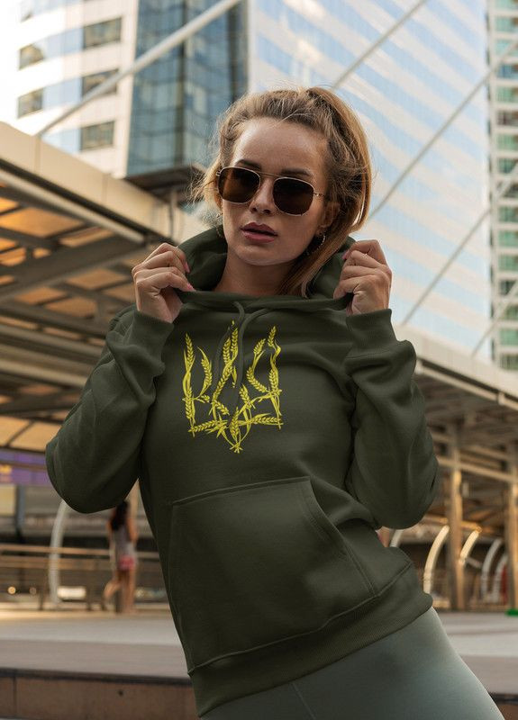 Толстовка трёхнитка женская с гербом хаки XS Mishe 220000004 (269459541)