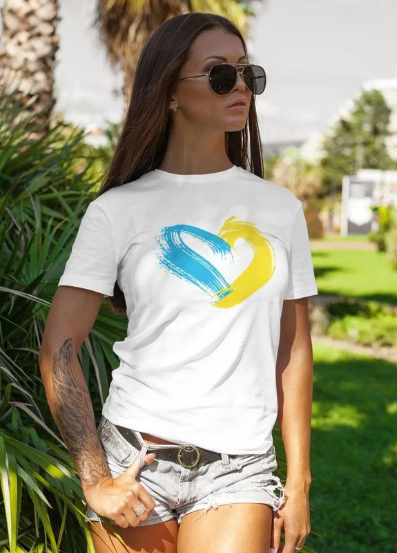 Белая летняя футболка женская с украинской символикой xs с коротким рукавом Mishe 2000000322