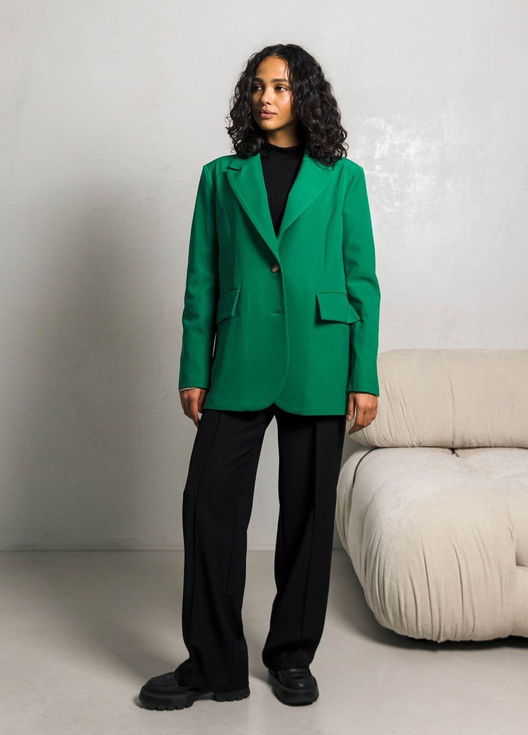 Зеленый женский пиджак ST-Seventeen однотонный - демисезонный