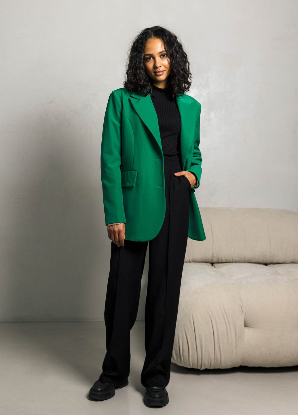 Зеленый женский пиджак ST-Seventeen однотонный - демисезонный