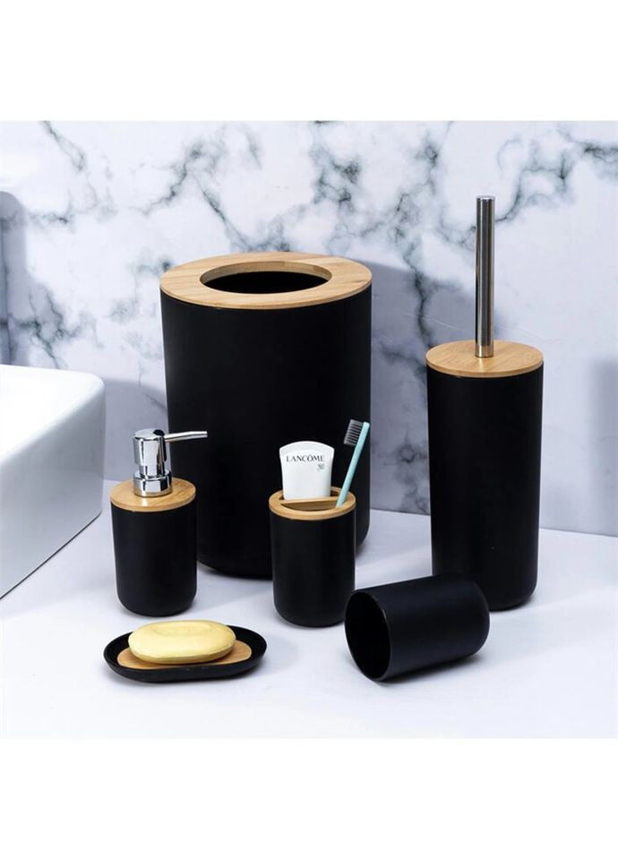 Набір аксесуарів для ванної кімнати 11345 6 предметів чорний No Brand (269456751)