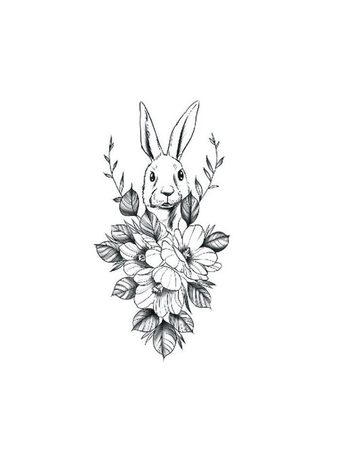 Временное тату водостойкое 3D большое Кролик HD-05 17х9 см No Brand (269455995)