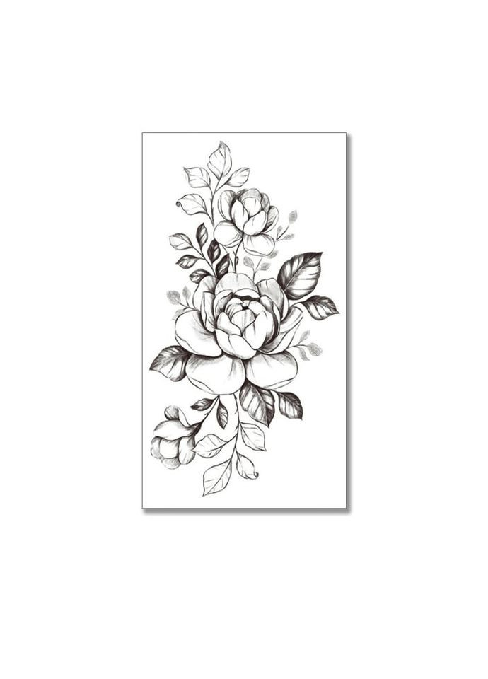 Временное тату водостойкое 3D большое Три цветка XQB-339 19,5х9 см No Brand (269455996)