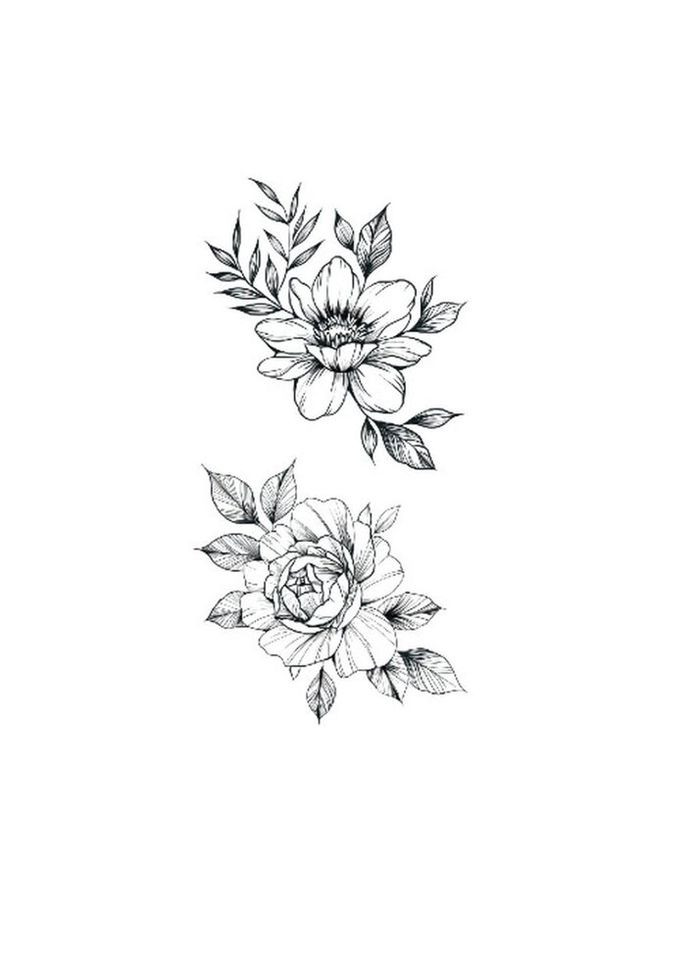 Временное тату водостойкое 3D большое Цветы 4 HD-04 18.5х8.5 см No Brand (269455867)