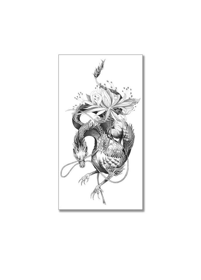 Временное тату водостойкое 3D большое Дракон XQB-353 19,5х10 см No Brand (269455952)