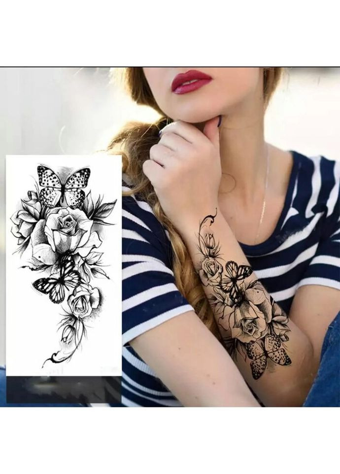 Временное тату водостойкое 3D большое Бабочки FF-101 17.5х8.5 см No Brand (269455926)