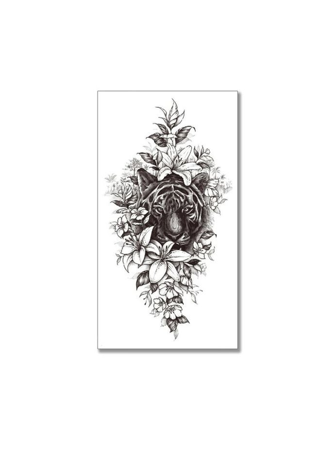 Тимчасовий тату водостійкий 3D великий Тигр XQB-357 19,5х10 см No Brand (269455843)