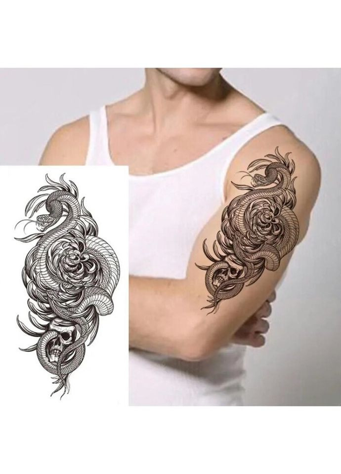 Тимчасовий тату водостійкий 3D великий Змія XQB-358 19,5х9 см No Brand (269455786)