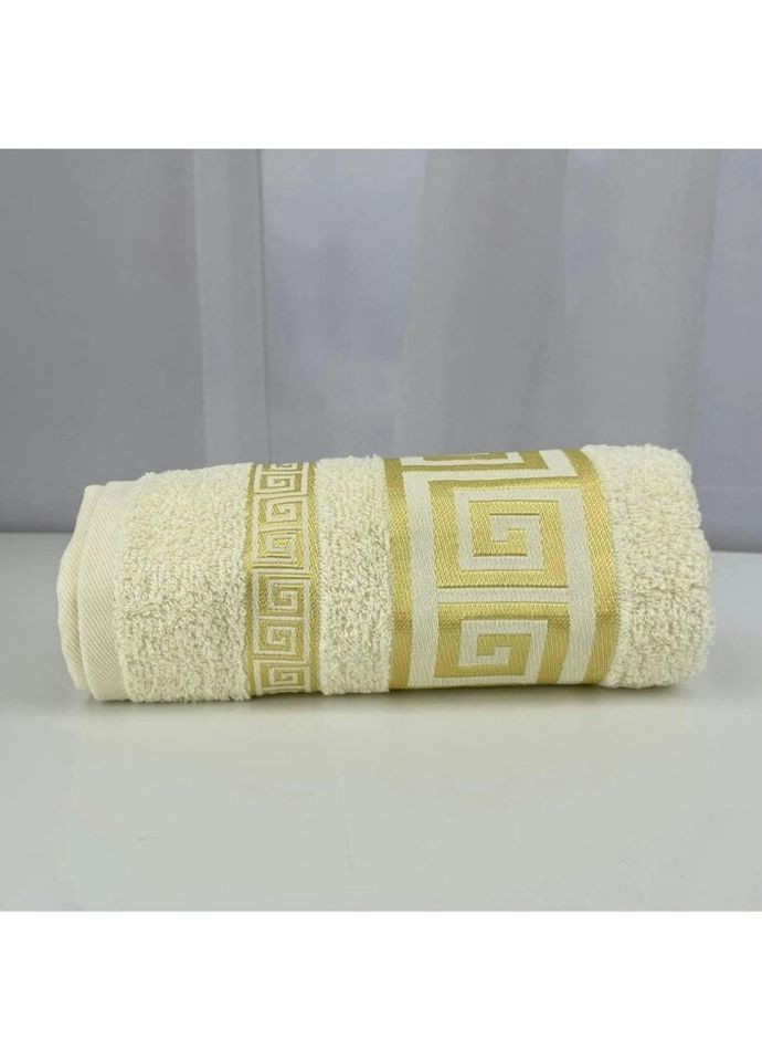 Полотенце для лица махровое Vip Cotton Grek Турция 6388 молочное 50х90 см Febo комбинированный