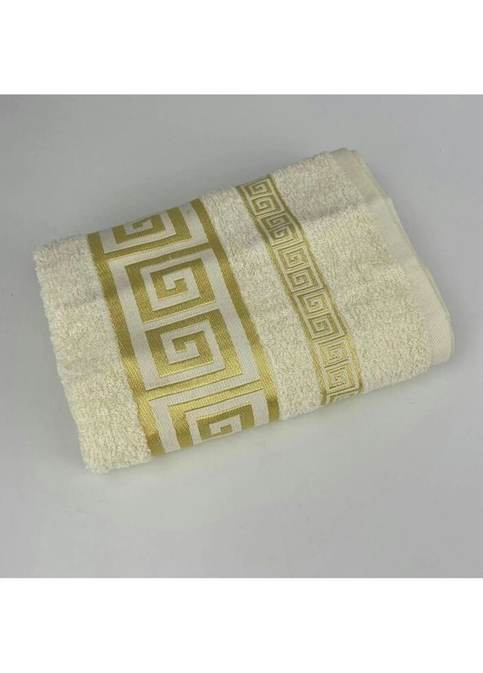 Полотенце для лица махровое Vip Cotton Grek Турция 6388 молочное 50х90 см Febo комбинированный