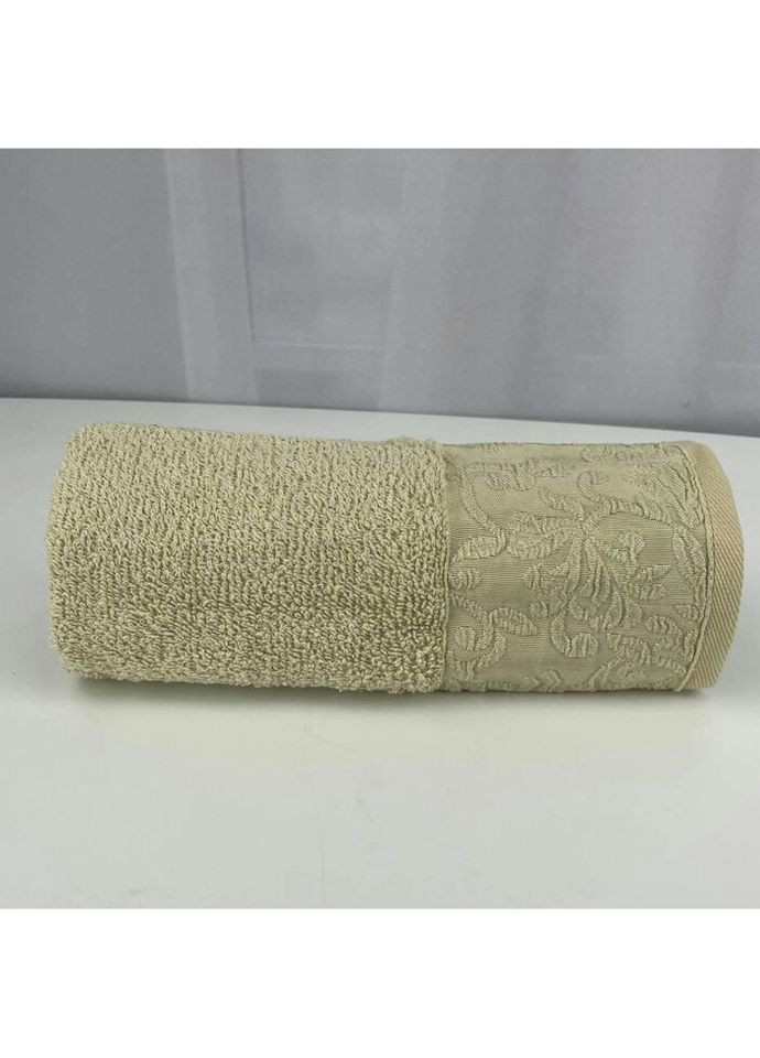 Febo рушник для обличчя махровий vip cotton botan туреччина 6401 бежевий 50х90 см комбінований виробництво - Україна
