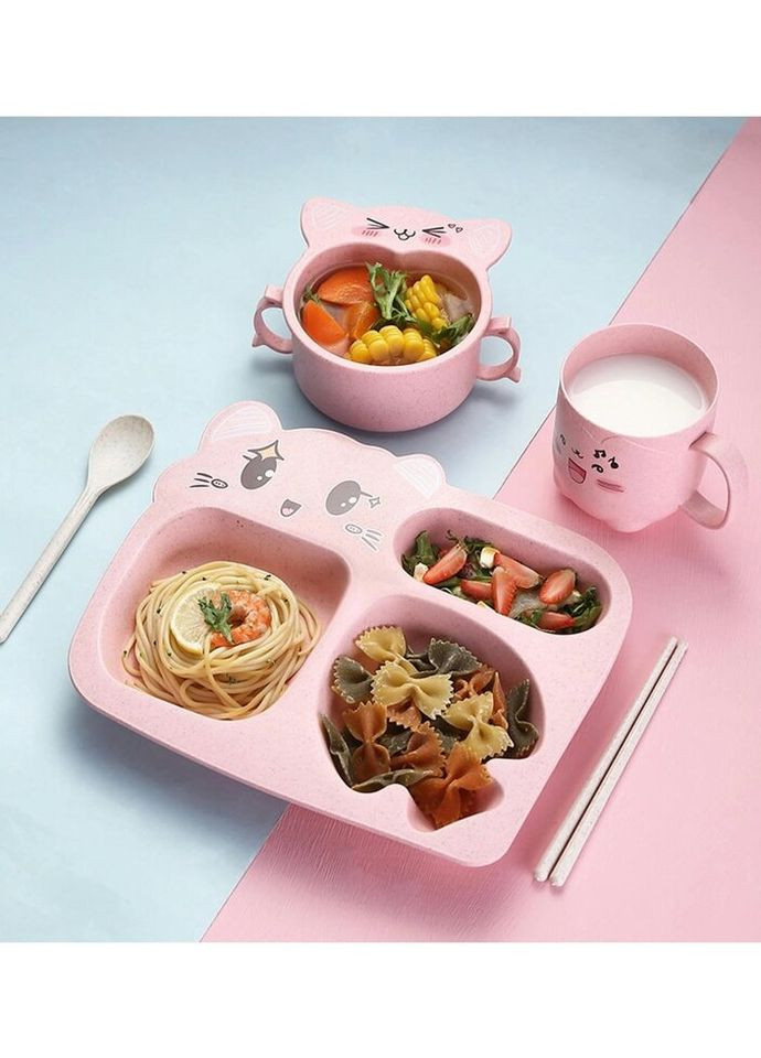 Дитячий набір посуду 11176 рожевий 6 предметів No Brand (269699468)