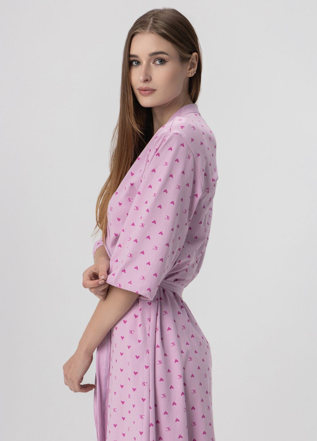 Розовый демисезонный халат + рубашка SEYKOTEKS