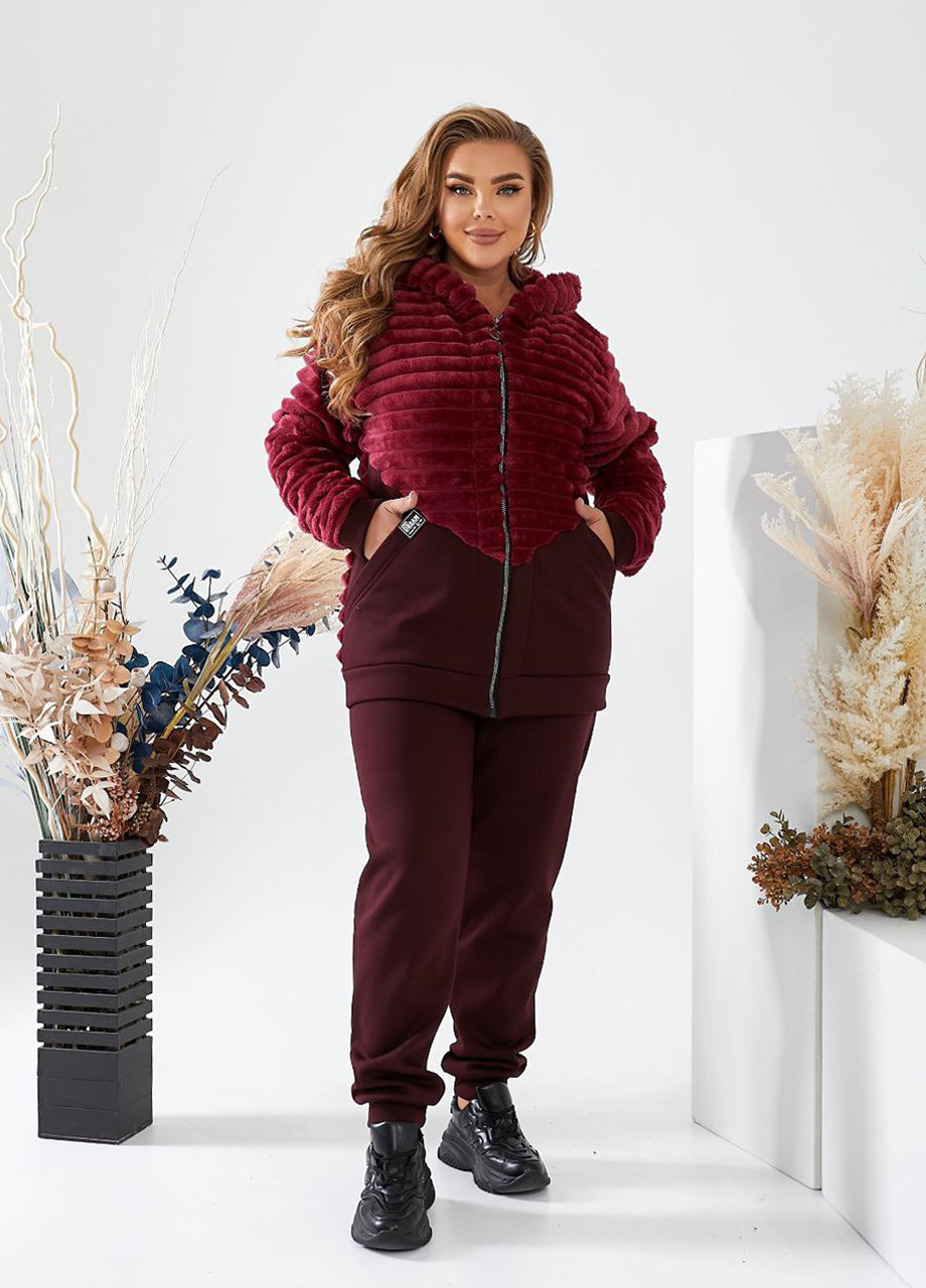 Прогулянковий жіночий спортивний костюм на флісі з хутряною кофтою Selim-tekstil (266338843)