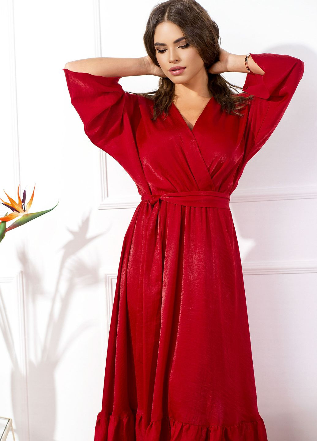 Красное праздничный шолковое платье No Brand однотонное