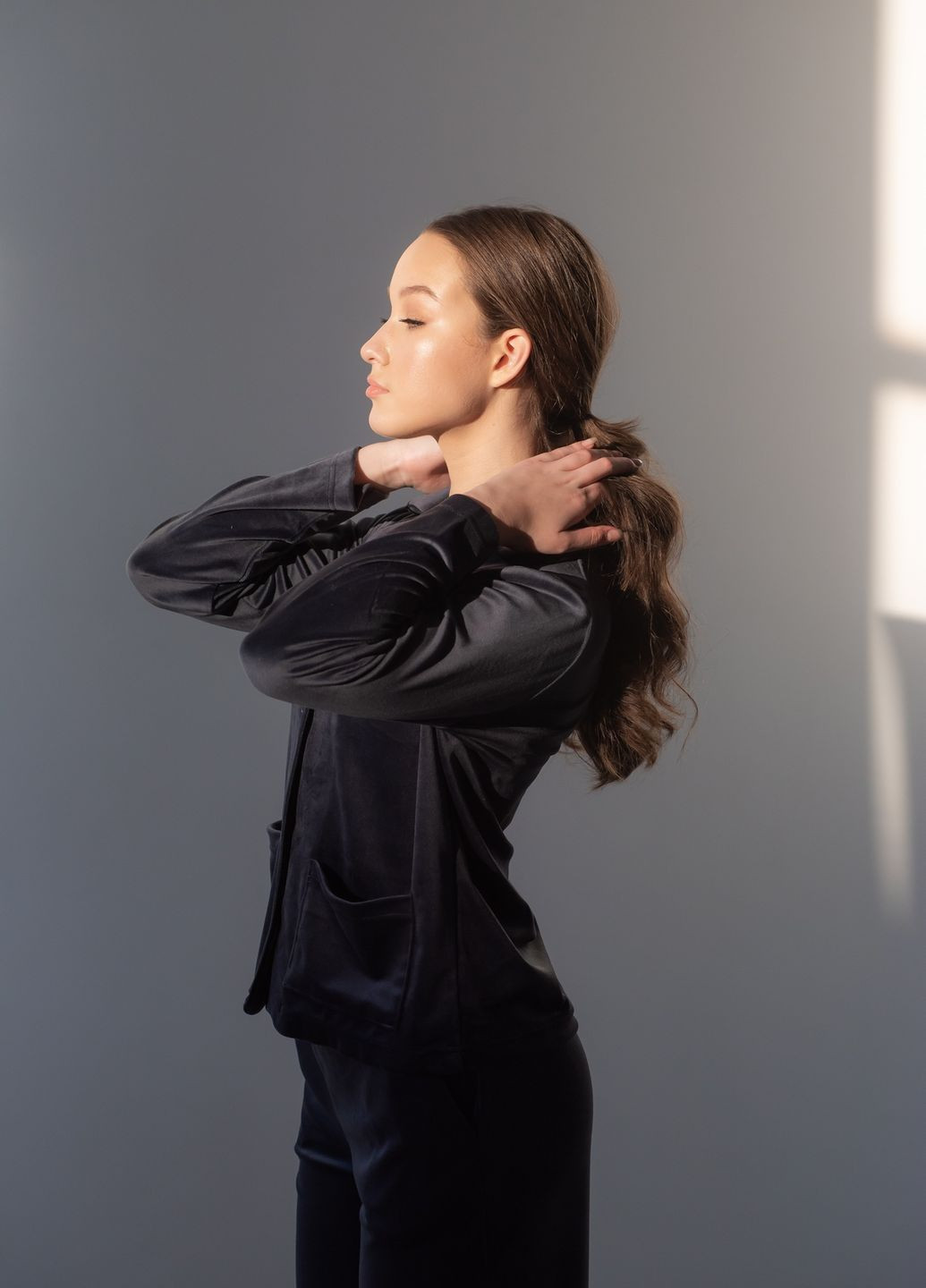 Серая зимняя пижама велюровая с рубашкой kant рубашка + брюки SWAM