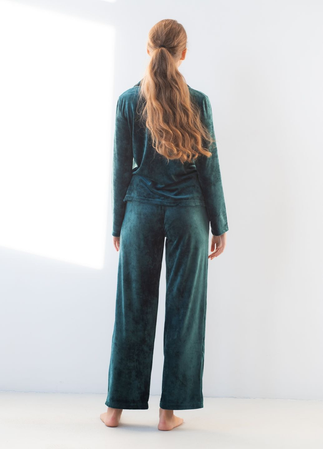 Зелена зимня піжама велюрова з сорочкою kant сорочка + брюки SWAM