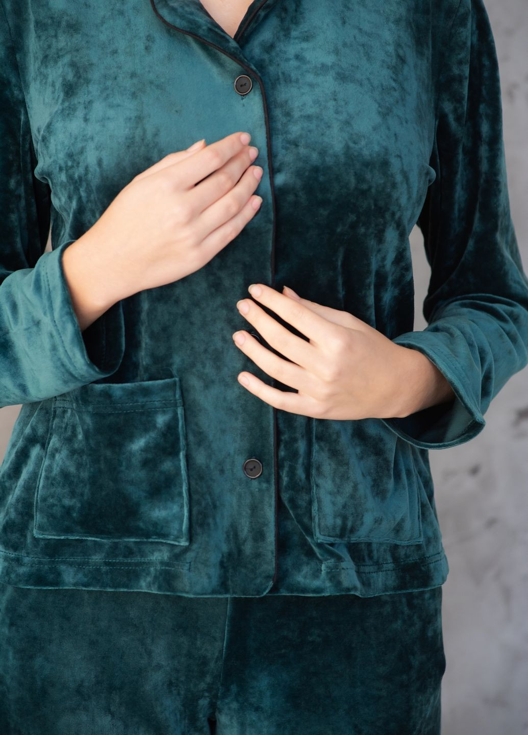 Зелена зимня піжама велюрова з сорочкою kant сорочка + брюки SWAM